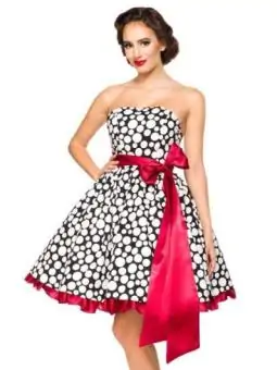 SONDERPOSTEN Vintage-Bandeau-Kleid schwarz/weiß/rot von Belsira kaufen - Fesselliebe