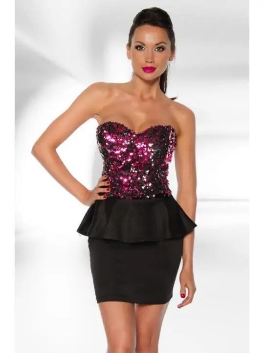 Vintage-Kleid mit Pailletten schwarz/pink