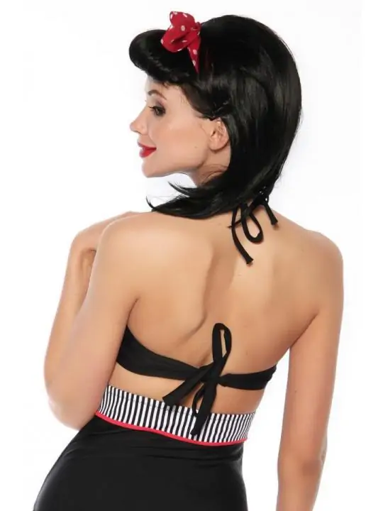 Vintage-Bikinioberteil schwarz/weiß/rot