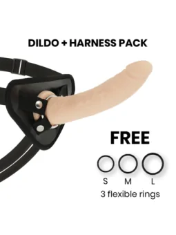 Strap-On Harness + Dildo Hautfarben Silikon 20 X 4cm von Deltaclub kaufen - Fesselliebe