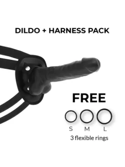 Harness + Silikon biegsamer Dildo schwarz 18 cm von Cock Miller kaufen - Fesselliebe
