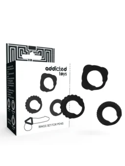Set 3 Penisringe schwarz von Addicted Toys kaufen - Fesselliebe