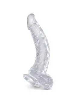 Realistisch gebogener Dildo mit Hoden 16,5 cm transparent von King Cock kaufen - Fesselliebe