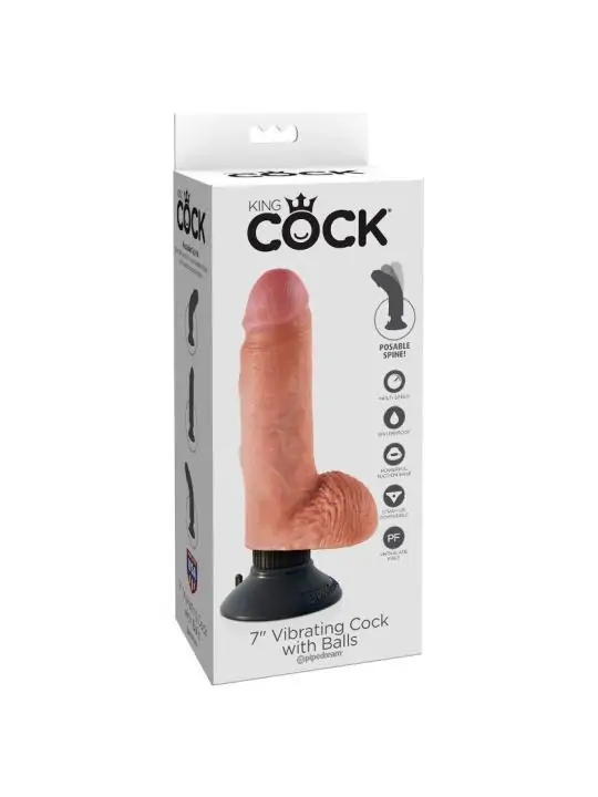 King Cock 17.78 Cm Vibrierender Cock mit Balls Flesh von King Cock kaufen - Fesselliebe