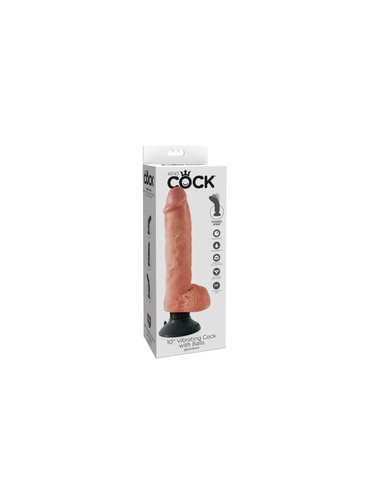 King Cock 25,5 Cm Vibrierender Cock mit Schwarzen Bällen von King Cock kaufen - Fesselliebe