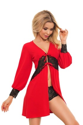 ♥ Rot/Schwarzer Morgenmantel Ka921332 von Kalimo ♥ kaufen | Fesselliebe