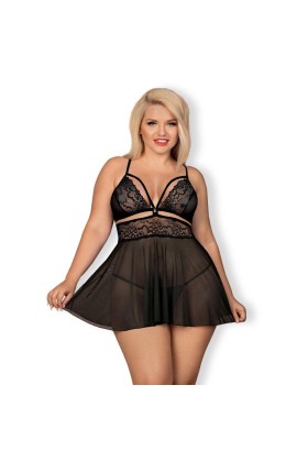 ♥ 838-Bab-1 Babydoll & Tanga Schwarz Size Plus von Obsessive Size Plus ♥ kaufen | Fesselliebe