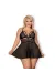 ♥ 838-Bab-1 Babydoll & Tanga Schwarz Size Plus von Obsessive Size Plus ♥