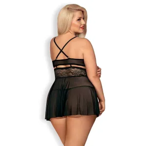 ♥ 838-Bab-1 Babydoll & Tanga Schwarz Size Plus von Obsessive Size Plus ♥