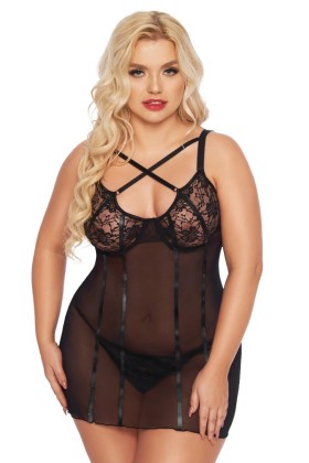♥ Schwarzes Chemise 1896 von Softline Pluse Size Collection ♥ kaufen | Fesselliebe