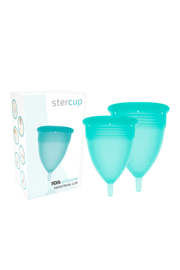 Fda Silikon-Menstrualcup Packungsgrösse S + L Aquamarine von Stercup kaufen | Fesselliebe