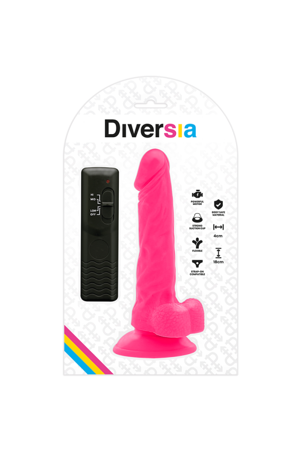 Flexibler Vibrierender Dildo Rosa 18 cm -O- 4 cm von Diversia kaufen | Fesselliebe