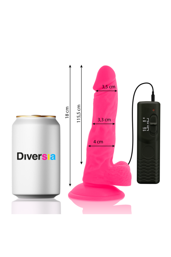 Flexibler Vibrierender Dildo Rosa 18 cm -O- 4 cm von Diversia kaufen | Fesselliebe
