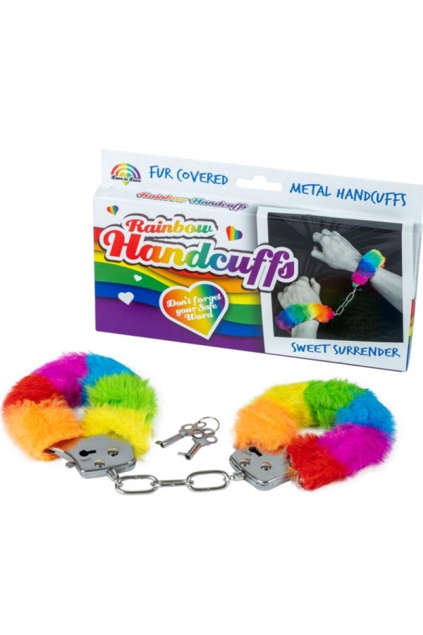 Handschellen aus Metall mit Regenbogengefüttert von Spencer & Fletwood kaufen | Fesselliebe