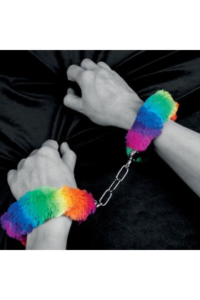Handschellen aus Metall mit Regenbogengefüttert von Spencer & Fletwood kaufen | Fesselliebe