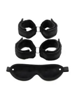 Handschellen, Fussfesseln und Maske Schwarz von Bondage Play kaufen - Fesselliebe