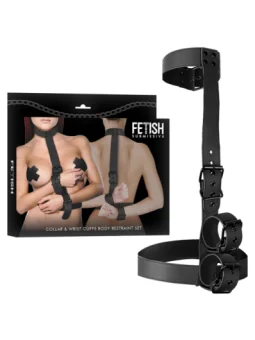 Kragen und Handgelenkmanschetten-Körperfessel-Set von Fetish Submissive Bondage kaufen - Fesselliebe