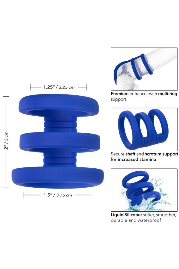 Admiral Dreifach-Cock-Cage Blau von Calexotics kaufen | Fesselliebe