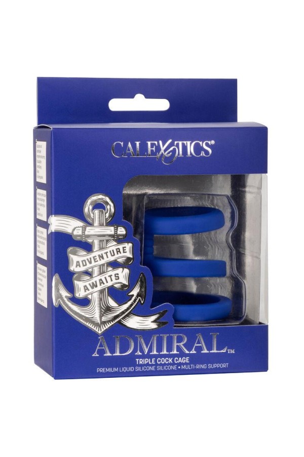 Admiral Dreifach-Cock-Cage Blau von Calexotics kaufen | Fesselliebe