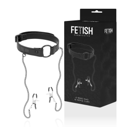 Ring Gag mit Nippelklammern von Fetish Submissive Bondage | Fesselliebe.de