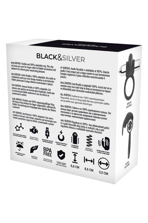 Burton wiederaufladbarer Ring 10 Vibrationsmodi von Black&Silver kaufen | Fesselliebe