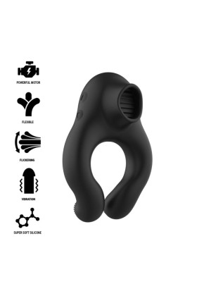 Vibratorring aus Silikon, 3 Motoren, wiederaufladbar, Schwarz von Black&Silver kaufen | Fesselliebe