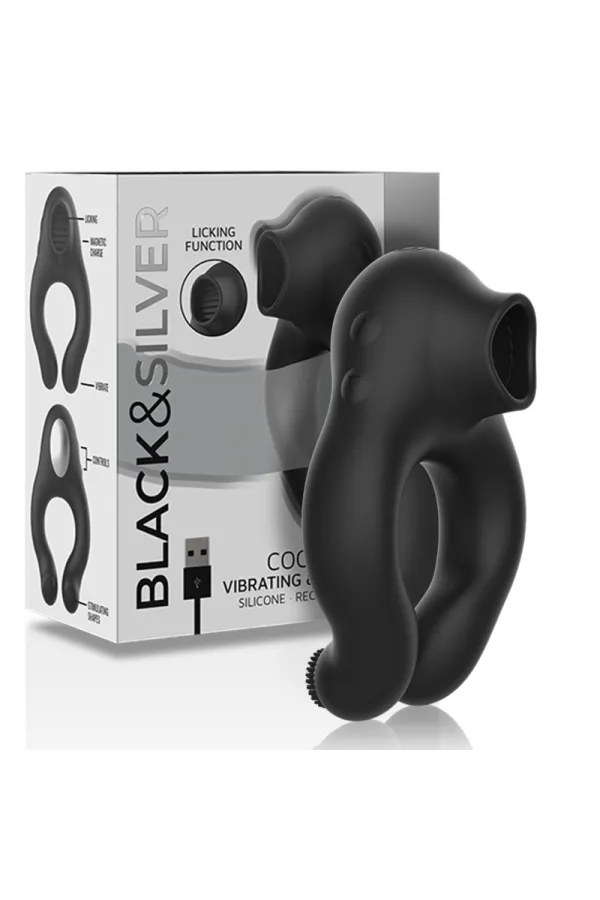 Black&Silver - Vibratorring Aus Silikon, 3 Motoren, Wiederaufladbar, Schwarz von Black&Silver kaufen - Fesselliebe