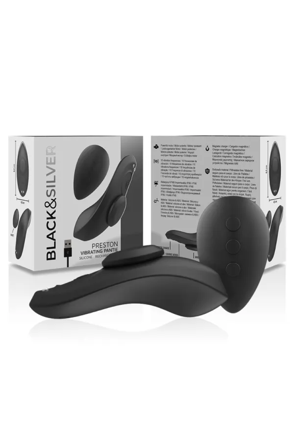 Preston Wiederaufladbarer Silikon-Vibrator-Pantie Schwarz von Black&Silver kaufen - Fesselliebe