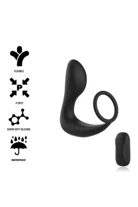 Analmassager mit Fernbedienung, Wiederaufladbares Silikon Schwarz von Black&Silver