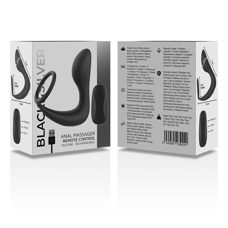 Analmassager mit Fernbedienung, wiederaufladbares Silikon Schwarz von Black&Silver kaufen | Fesselliebe