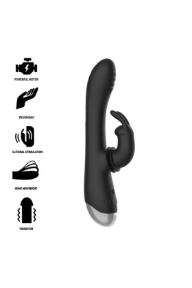 Dj. Adam wiederaufladbarer Silikon-Kaninchen-Stimulator Schwarz von Black&Silver kaufen | Fesselliebe