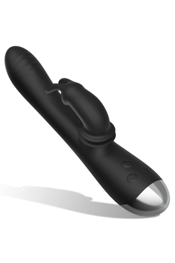 Dj. Adam wiederaufladbarer Silikon-Kaninchen-Stimulator Schwarz von Black&Silver kaufen | Fesselliebe