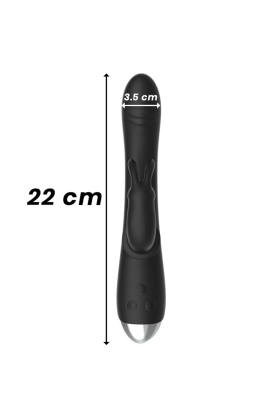 Dj. Adam wiederaufladbarer Silikon-Kaninchen-Stimulator Schwarz von Black&Silver kaufen | Fesselliebe