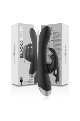 Dj. Adam wiederaufladbarer Silikon-Kaninchen-Stimulator Schwarz von Black&Silver kaufen | Fesselliebe