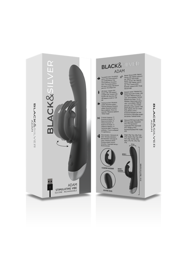 Dj. Adam wiederaufladbarer Silikon-Kaninchen-Stimulator Schwarz von Black&Silver kaufen | Fesselliebe