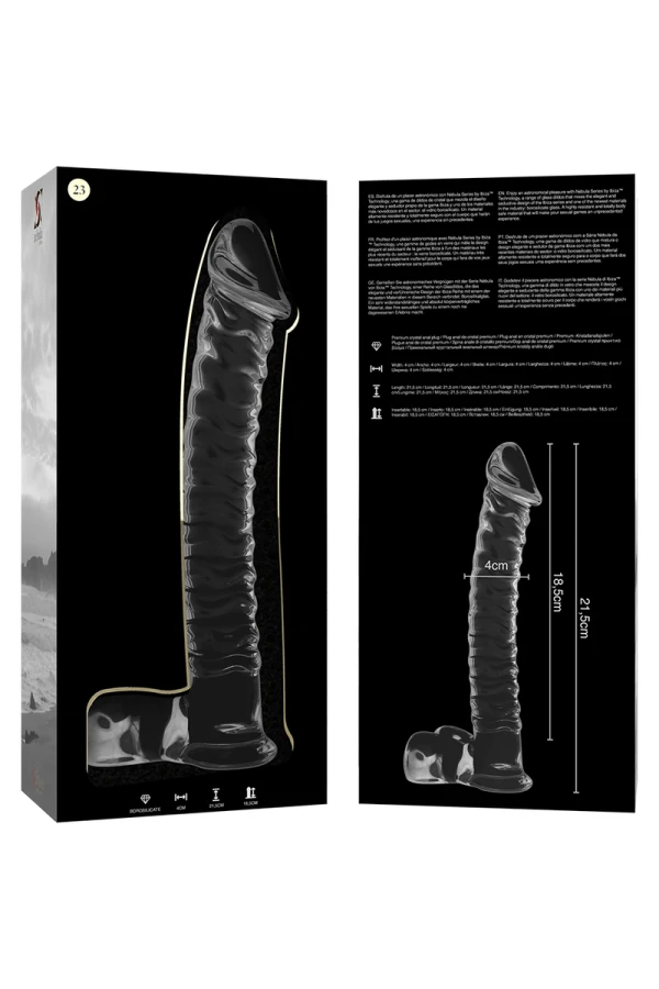 Modell 23 Dildo Borosilikatglas Klar 21.5 cm -O- 4 cm von Nebula Series By Ibiza