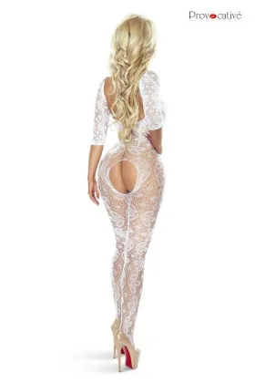 Weißes Netz-Catsuit Ouvert Pr4434, Bodystocking von Provocative