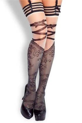 Schwarz/Beige Straps-Strümpfe Pr0033 von Provocative kaufen | Fesselliebe