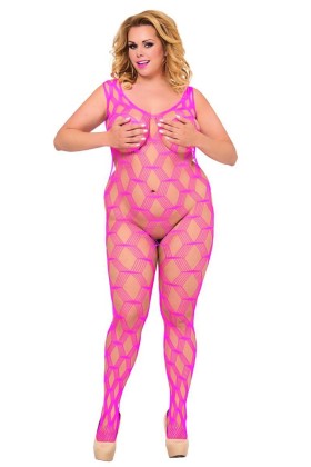 Pinkes Netz-Catsuit Ouvert 6254, Bodystocking von Softline Plus Size kaufen | Fesselliebe