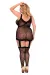 Schwarzes Netz-Catsuit 6272, Bodystocking von Softline Plus Size