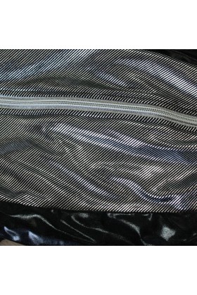 Schwarze Wetlook Beinstulpen S/3046 mit Silbernen Kragen von Andalea Dessous kaufen | Fesselliebe