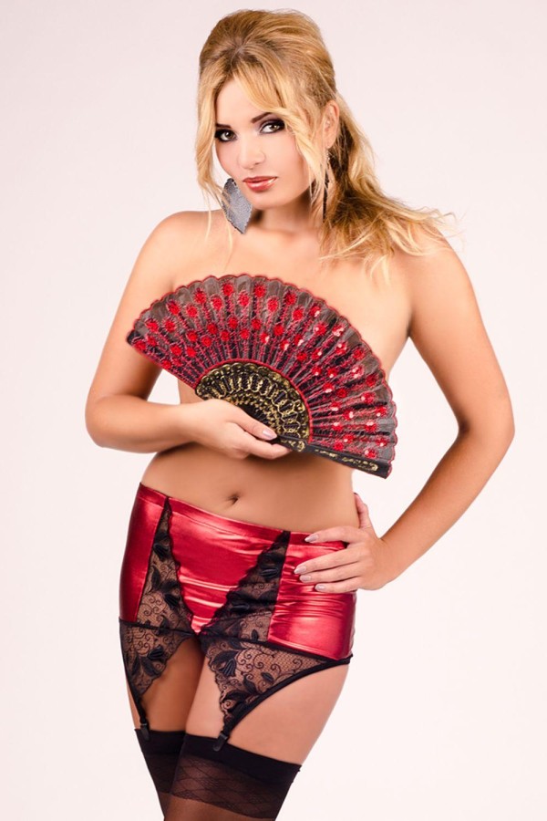 Rot/Schwarzer Strapsgürtel M/1050 von Andalea Dessous kaufen | Fesselliebe