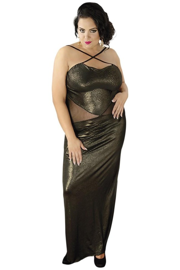 Langes Goldenes Wetlook-Kleid C/4001 von Andalea kaufen | Fesselliebe
