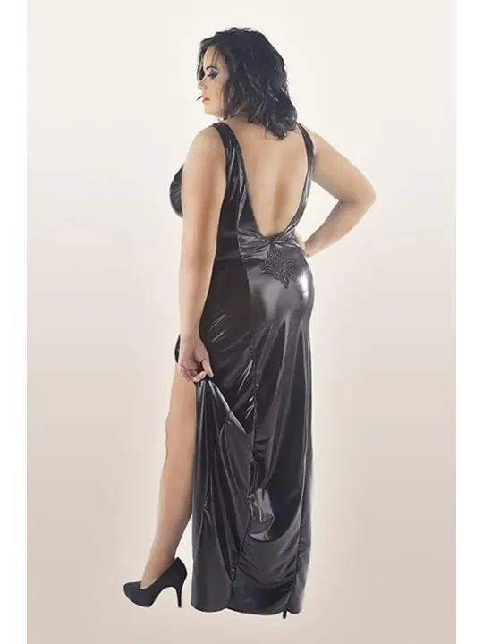 Langes Schwarzes Wetlook-Kleid C/4005 von Andalea kaufen - Fesselliebe