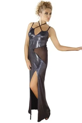 Langes Silbernes Wetlook-Kleid M/1069 von Andalea