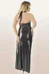 Langes Silbernes Wetlook-Kleid M/1070 von Andalea kaufen - Fesselliebe