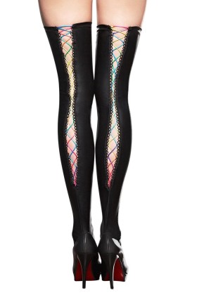 Schwarze Straps-Strümpfe A0191 von 7-Heaven kaufen | Fesselliebe