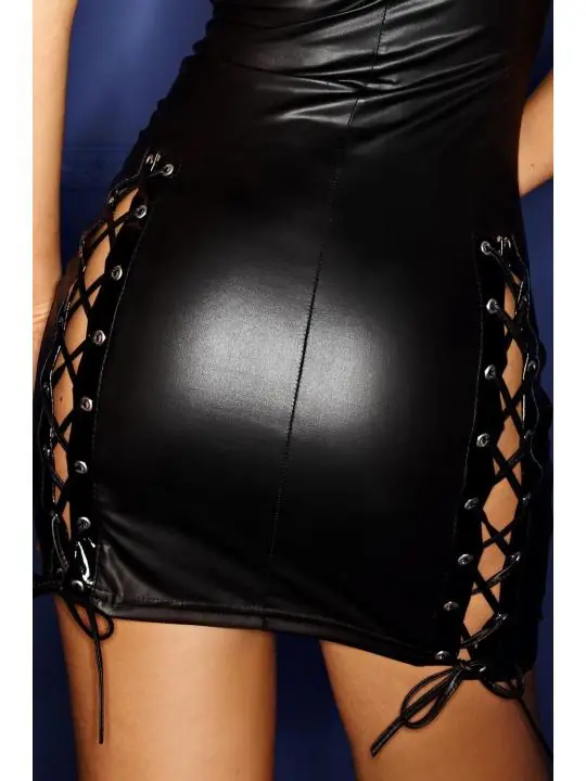 Schwarzes Wetlook-Kleid F079 von Noir Handmade kaufen - Fesselliebe