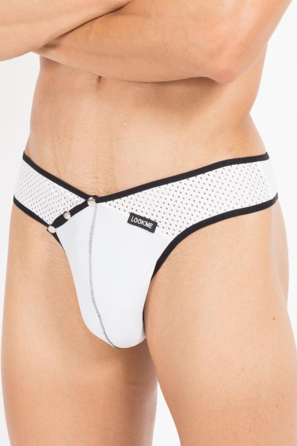 Weiß/Schwarzer Männer String Mixing 43-57 von Look Me kaufen | Fesselliebe