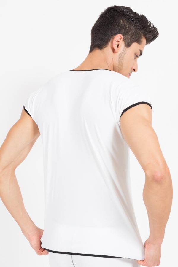 Weiß/Schwarzes V-Shirt Mixing 43-77 von Look Me kaufen | Fesselliebe